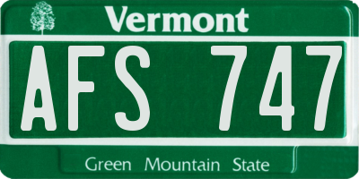 VT license plate AFS747