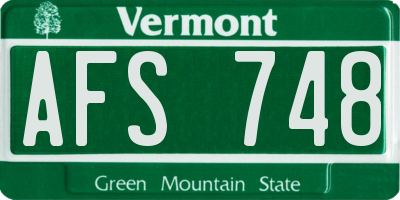 VT license plate AFS748