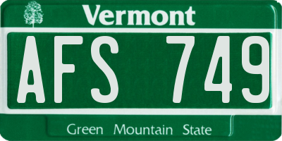 VT license plate AFS749