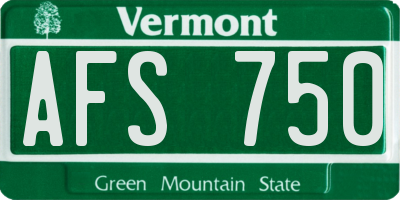 VT license plate AFS750