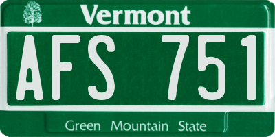 VT license plate AFS751