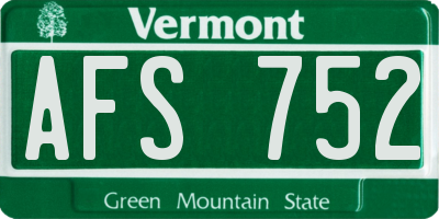 VT license plate AFS752