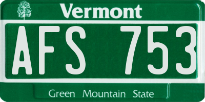 VT license plate AFS753
