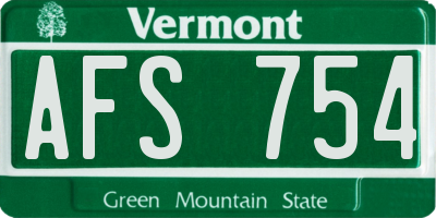 VT license plate AFS754