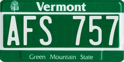 VT license plate AFS757