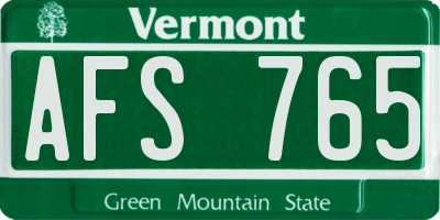 VT license plate AFS765