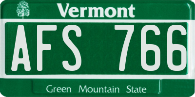 VT license plate AFS766