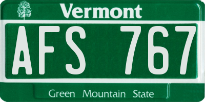 VT license plate AFS767
