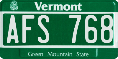 VT license plate AFS768