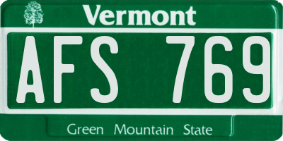 VT license plate AFS769