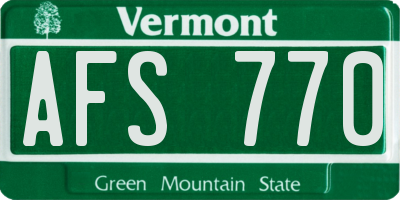VT license plate AFS770