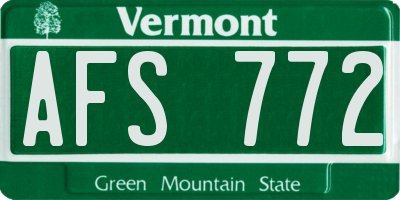 VT license plate AFS772