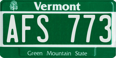 VT license plate AFS773