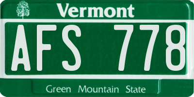 VT license plate AFS778