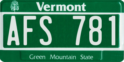 VT license plate AFS781