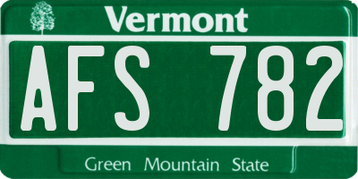 VT license plate AFS782