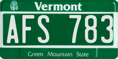 VT license plate AFS783