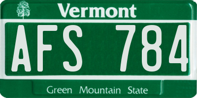 VT license plate AFS784