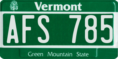 VT license plate AFS785