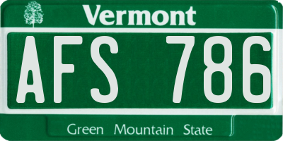 VT license plate AFS786