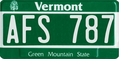 VT license plate AFS787