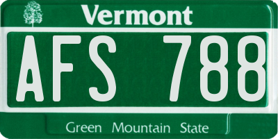 VT license plate AFS788
