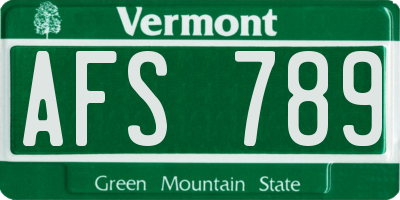 VT license plate AFS789