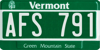 VT license plate AFS791