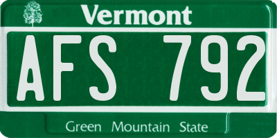 VT license plate AFS792