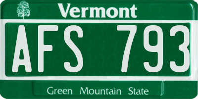 VT license plate AFS793