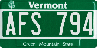 VT license plate AFS794