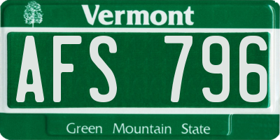VT license plate AFS796