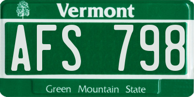 VT license plate AFS798