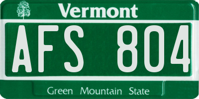 VT license plate AFS804