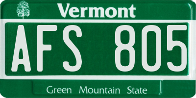 VT license plate AFS805