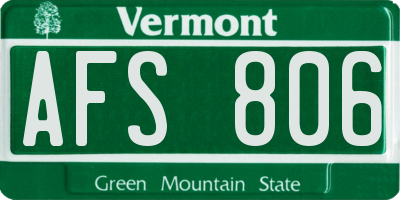 VT license plate AFS806