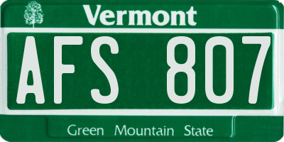 VT license plate AFS807