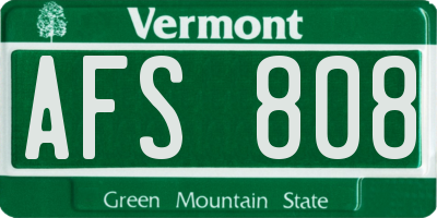 VT license plate AFS808