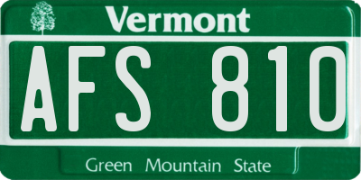 VT license plate AFS810