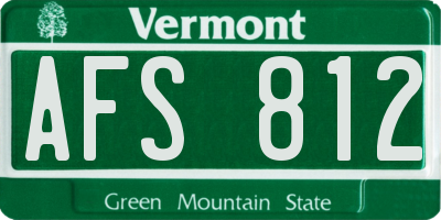 VT license plate AFS812