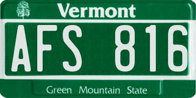 VT license plate AFS816