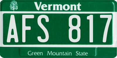 VT license plate AFS817