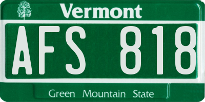 VT license plate AFS818