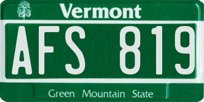 VT license plate AFS819