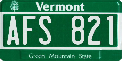 VT license plate AFS821