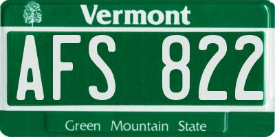 VT license plate AFS822