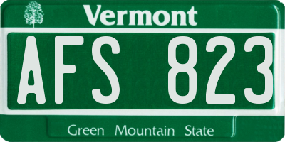 VT license plate AFS823