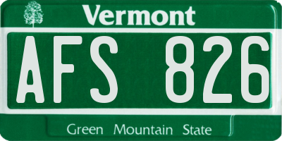 VT license plate AFS826
