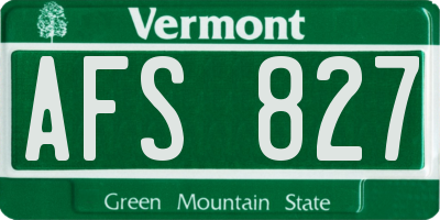 VT license plate AFS827