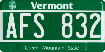 VT license plate AFS832
